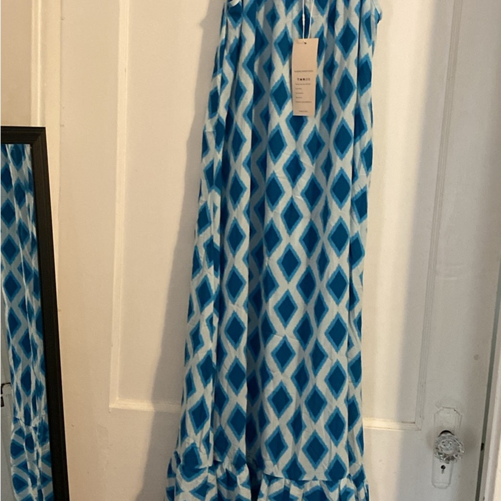 Blue and White Maxi Sundress
